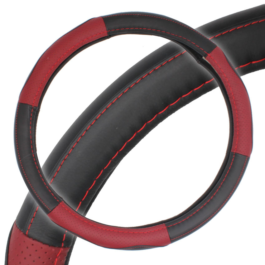 ANMA 105027 Genuine Leather Universal Car Steering Wheel Cover | 38cm | Anti-Slip